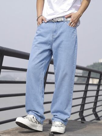Чоловічі широкі джинси Baggy Y2K JIERR у стилі стрітвір, світло-блакитні