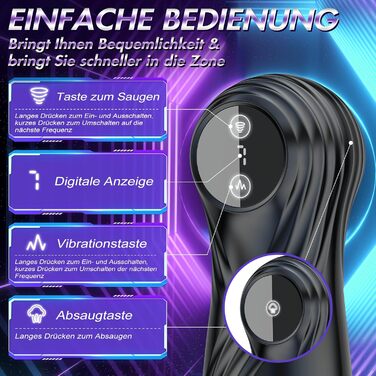 Електричний вібратор для чоловіків з 7 режимів потужності та вібрації, LCD дисплеєм, кільцем для пеніса.