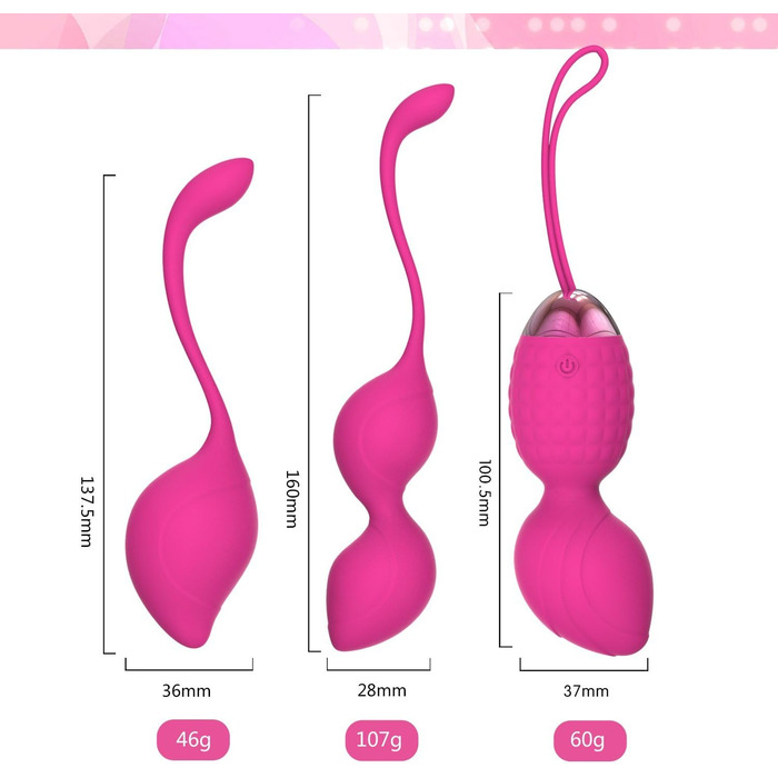 М'яч для Кегеля 2-в-1 з вагами та масажером Ben Wa Balls, для початківців, тренування м'язів тазового дна (рожевий)