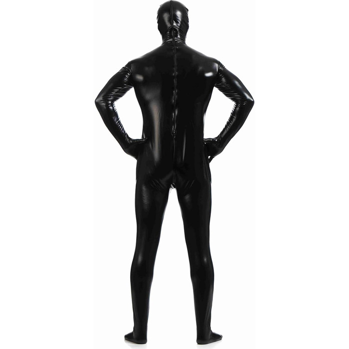 Чоловічий латексний комбінезон з блискавкою, повсякденний костюм для клубу, Хелловін, сцени (чорний, XXL)