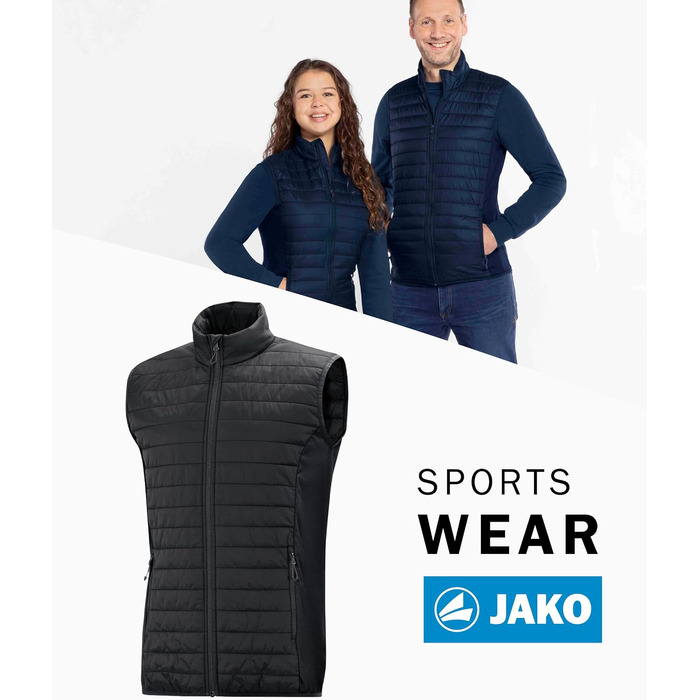 Чоловіча утеплена жилетка JAKO Corporate Teamwear з еластичними вставками, чорна, розмір XL