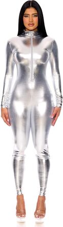 Костюм Forplay для жінок, металік, на блискавку, зі стійким коміром, карнавальний костюм на Геловін, США (S-M, сріблястий)