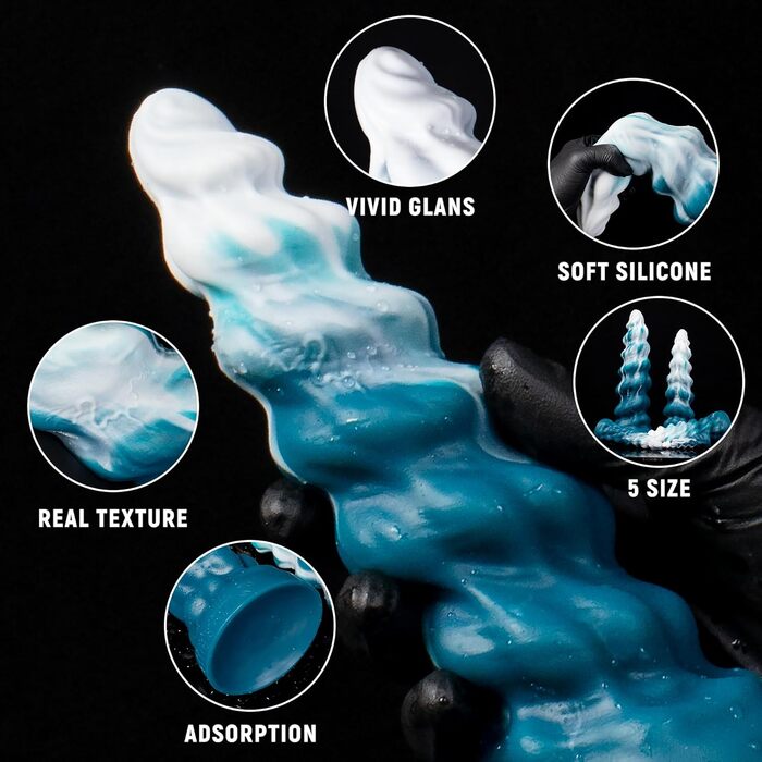 Силіконовий дилда InkfuL D216-S - дилда для дорослих, синій та білий