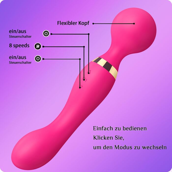 Вібратор дилда для жінок, G-точка, стимуляція клітора, 8 режимів, рожевий колір