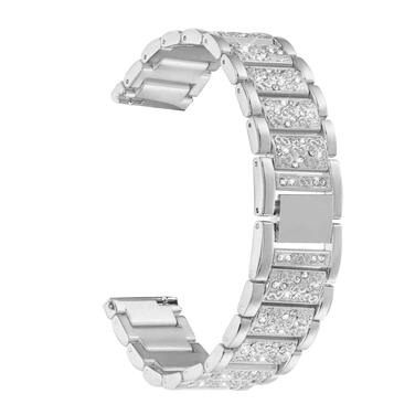 Металевий ремінець Abanen для годинників Fossil Gen 6 (жіночий) та Gen 5 (42 мм), 18 мм, сріблястий, з кристалами та швидким замком для Fossil Q Venture 3/4