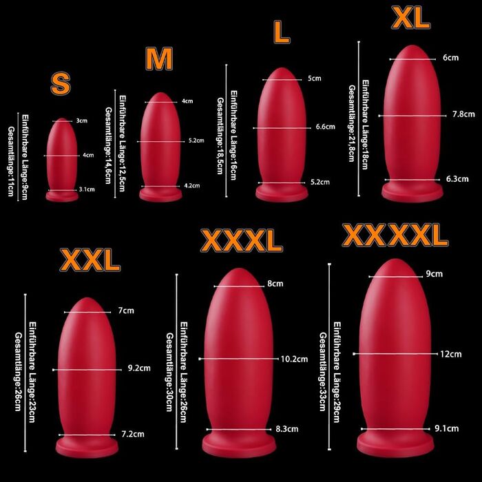 Анальний дildo NAIXBTY з силікону, XL, червоний: для стимуляції G-точки та простати, для жінок та чоловіків
