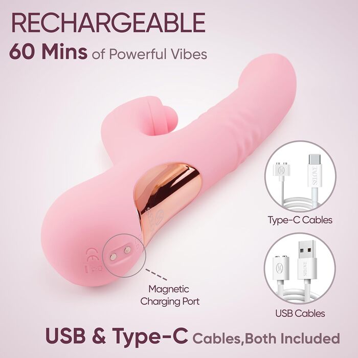 Вібратор для тіла SE LOVE Rabbit ComePlay, рожевий - подвійна стимуляція, перламутрові кульки