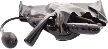 Шорти з латексу Rubberfashion з пеніс-чохлом та надувним дildo для ануса - чоловіча білизна з латексу, чорний, 0.4 мм