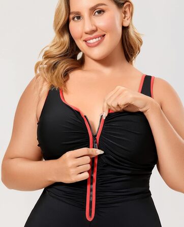 Купальник жіночий Delimira великий розмір з блискавкою спереду, 48, багатокольоровий