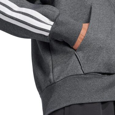 Чоловіча флісова худі на блимавці Adidas Essential Three Stripes, темно-сіра, розмір XXL