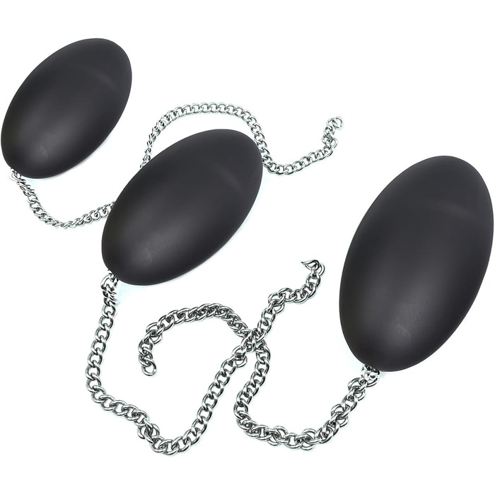 Анальний плаг з нержавіючої сталі з ланцюжком, анальний м'яч, кулі для ануса, великі овальні анальні плаги, анальні кулі трьох розмірів, анальний дилататор з великим анальним м'ячем. Іграшки для дорослих для чоловіків та жінок (M)