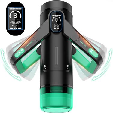 Інтимна іграшка для чоловіків Eanatoys Masturbieren з 9 вібраціями, телескопічною функцією та LCD-дисплеєм (зелена)