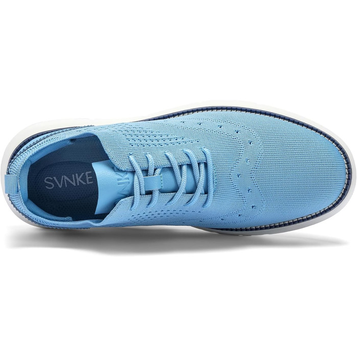 Чоловічі класичні туфлі SVNKE Oxfords — ділові шкіряні черевики на шнурівці, сині (Bleu Caroline), розмір 47 EU