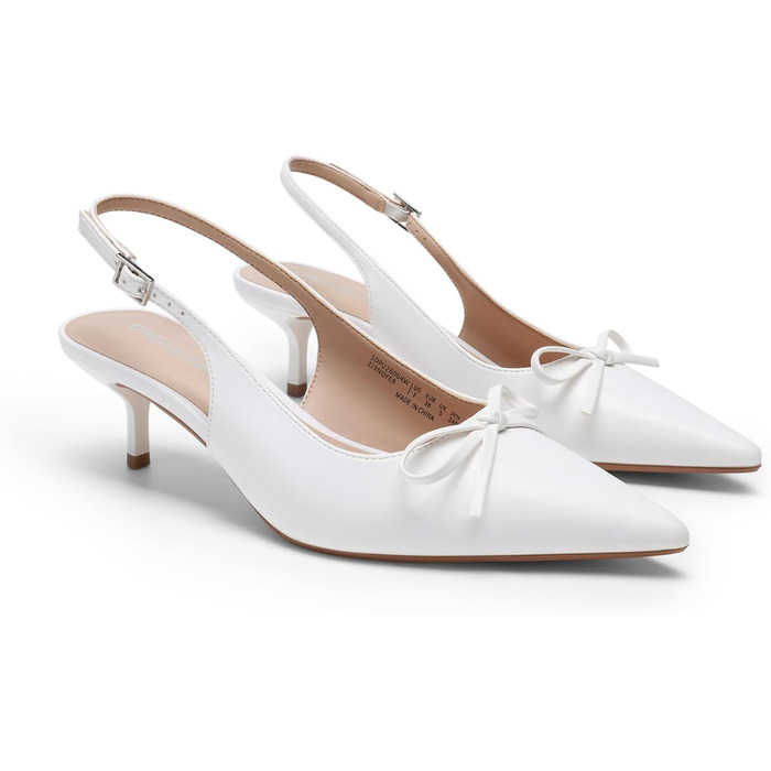 Жіночі туфлі-слінгбеки DREAM PAIRS на підборах kitten heel, білі, розмір 43 EU
