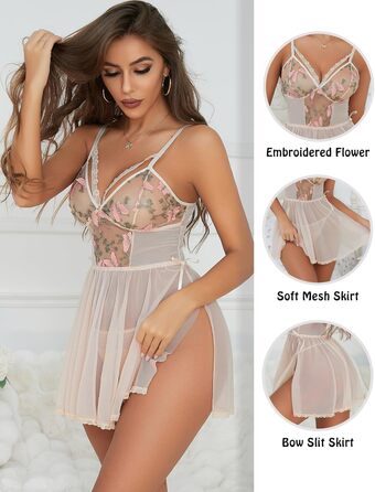 Сексуальна жіноча нічна сорочка-комбінезон Aranmei з мереживом, бавовна, бандажний стиль, прозора мереживна піжама, сукня-теді, вишивка, нічна сорочка, піжама