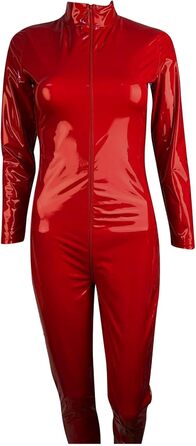 Латексний костюм для секса - відкритий боді з латексу, червоний (S)
