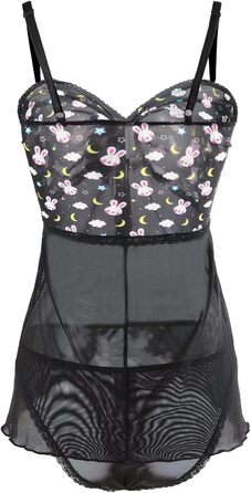 Чорна нічна сорочка babydoll з мереживом Littleforbig для жінок, V-подібний виріз, нічна сорочка, спідня білизна