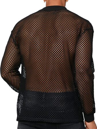 Чоловіча сітка AIEOE: прозора сорочка з довгим рукавом, чорна, розмір M