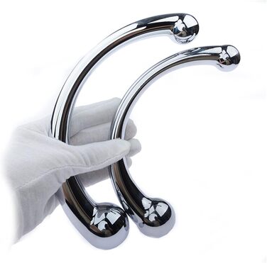 Масажний стрижень Doppekopf Dido з подвійним кінчиком (срібло) для чоловіків та жінок