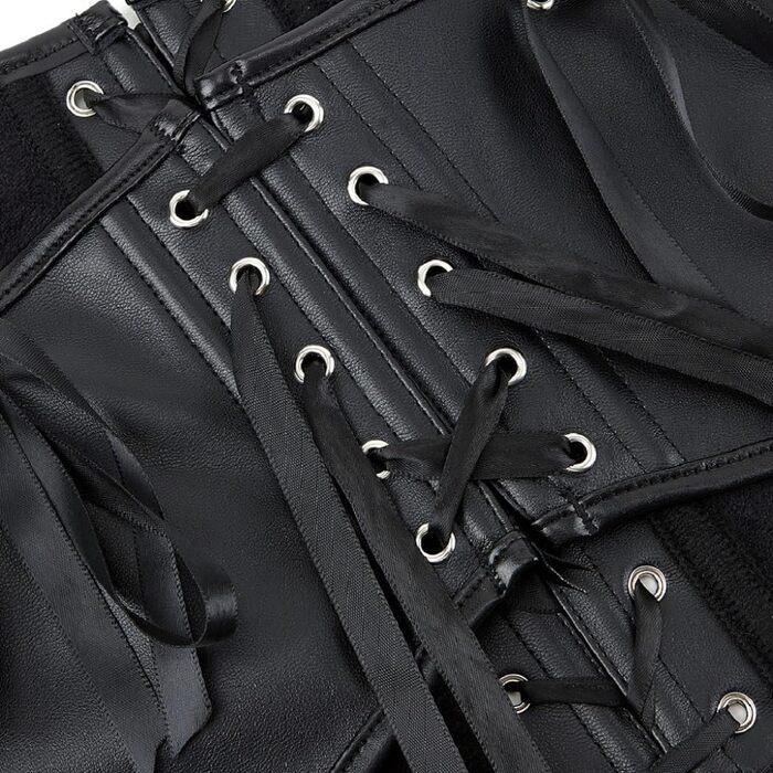 Чорний корсетний топ Schwarz для жінок: сексуальний баскський бюстгальтер з корсетом з екошкіри, шнурівка, топ-кроп, для вечірок та клубів