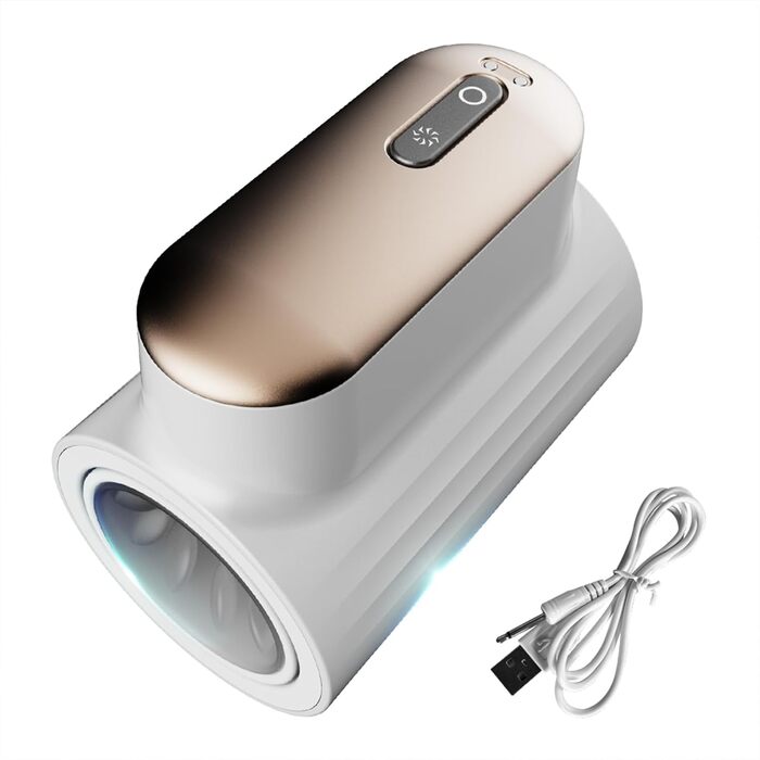 Електричний мастурбатор для чоловіків QGLust з 10 режимами ротації та телескопією, пеніс-тренажер, вібратор (білий)