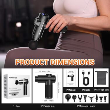 Перкусійний масажер Massage Gun для глибокого масажу тканин, 32 рівні швидкості, 8 насадок для спини, плечей та всього тіла