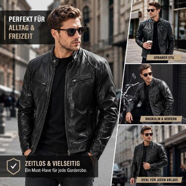 Чоловіча шкіряна куртка-байкер Slim Fit зі стійким коміром, чорна екошкіра, вінтажна легка перехідна куртка для мотоциклістів, розмір XXL