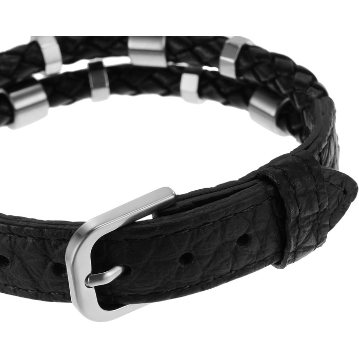 Чоловічий шкіряний браслет Fossil Casual Texture з магнітною застібкою або замком, колір: насичений чорний