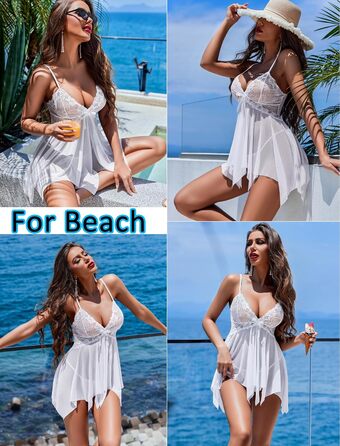 Нічна сорочка Avidlove для жінок, мереживна піжама babydoll, великий розмір, біла