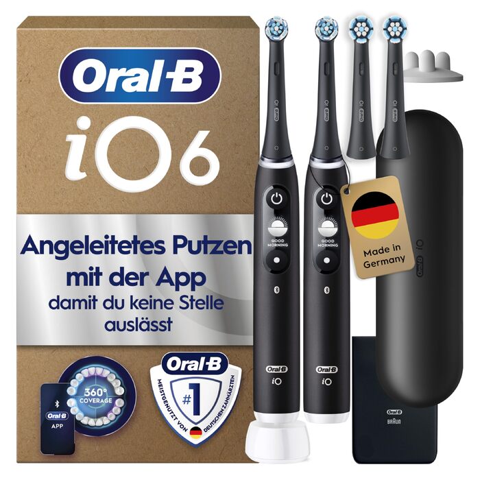 Електрична зубна щітка Oral-B iO Series 6 Black Lava, 5 режимів чищення, набір з 4 насадок та дорожнім футляром