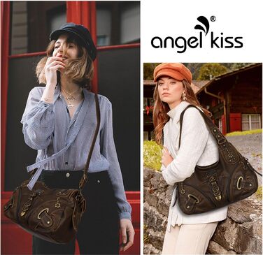 Жіноча сумка-хобо Angelkiss великого розміру, коричнева сумка через плече для щоденного використання (801brown)