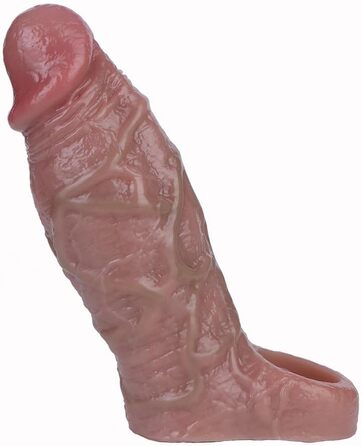 Реалістичний презерватив з силікону з кільцем на яєчках та структурою вен. Презерватив для збільшення статевого члена та затримки еякуляції, стимулятор G-точки. Інтимна іграшка для чоловіків, колір шкіри.