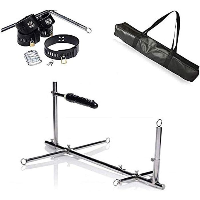 Ділда для БДСМ з наручниками, ремінцями, шийним ланцюгом, наручниками та анусом. Сталева рама. Іграшки для пар.