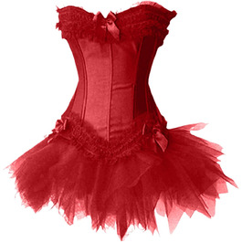 Корсет-топ з брокату з рукавами-крилами для жінок. Традиційне ірландське середньовічне плаття, червоне, XXL