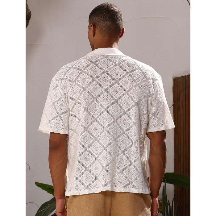 Чоловіча прозора сітчаста сорочка для фестивалю, рейву, клубу. Кінківір, свінґерклуб. (Білий, M)