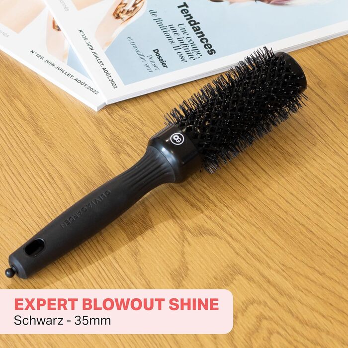 Керамическая круглая щетка для укладки волос Olivia Garden Expert Blowout Shine, антистатическая, 35 мм, черный цвет