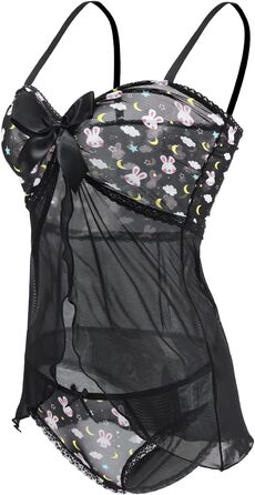 Чорна нічна сорочка babydoll з мереживом Littleforbig для жінок, V-подібний виріз, нічна сорочка, спідня білизна