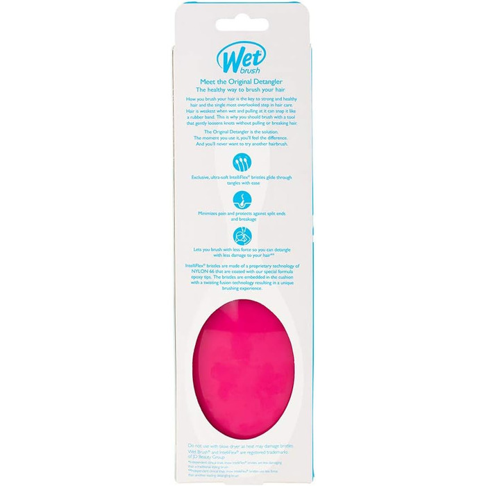 Щітка для волосся WetBrush Original Detangler з ультрам'якими щетинками IntelliFlex для розплутування всіх типів волосся, Рожева