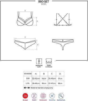 Сексуальний комплект спідньої білизни Obsessive: бюстгальтер з кісточками та стрінг з бретельками, мереживо, рожевий принт, чорний, L-XL