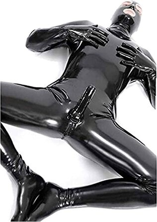 Чоловічий латексний костюм IQOAIJ: сексуальний латексний комбінезон з блискавкою, PVC боді для клубів, XL