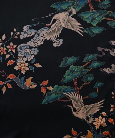 Халат жіночий Ledamon, довгий, з кишенею, квітковий принт, чорний (один розмір)