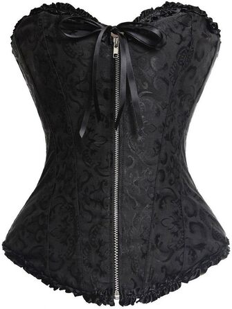 Корсет жіночий Beauty-You, готичний стиль, з шнурівкою, з брокату, з ребрами (чорний з блискавкою, 44)