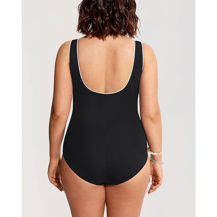 Купальник жіночий Delimira великі розміри, чорний, з V-подібним вирізом, з м'якими вставками