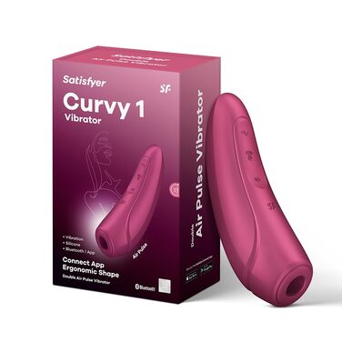 Satisfyer Curvy 1 Connect: Вібратор для клітора з додатком, 13.5 см, бордовий колір - інтенсивний стимулятор з технологією тиску