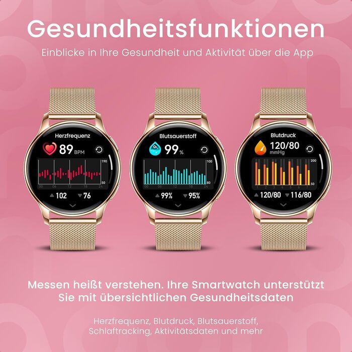 Смарт-годинник maoo Ventura для жінок Rose Gold: AMOLED-дисплей 1.32