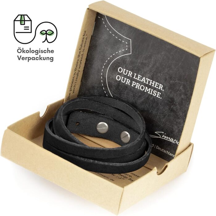 Шкіряний ремінець для годинника Simaru Premium Leder — високоякісна натуральна шкіра, Made in Germany, чорний