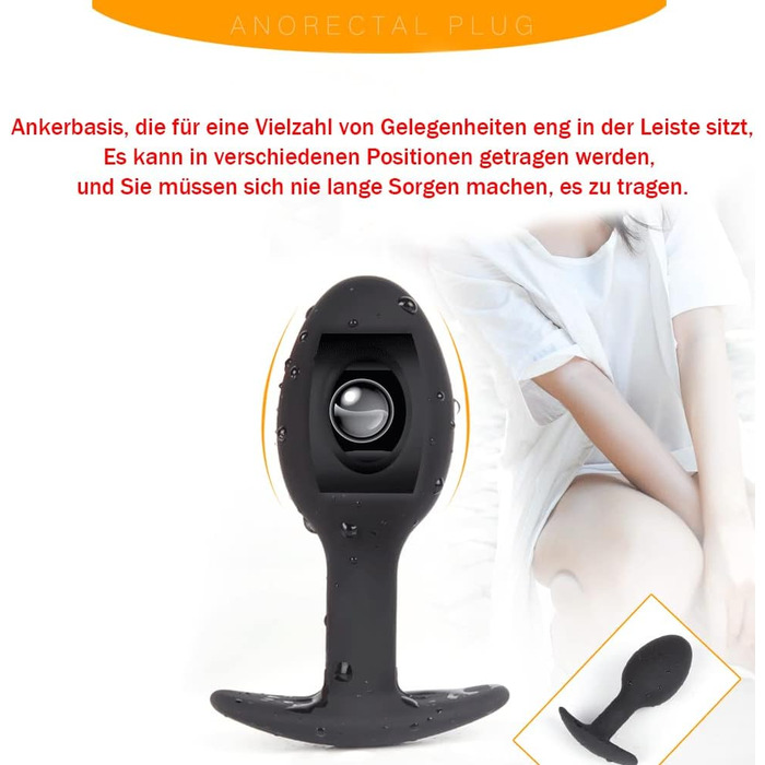 Силіконовий анальний плаг Guspiun зі сталевою кулею для масажу простати, секс-іграшка для чоловіків та жінок (Чорний, S+M+L)