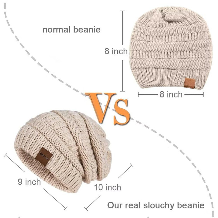 Набір зимових шапок Beanie для жінок та чоловіків, тепла в'язана шапка оверсайз від холоду, 3 штуки (чорний, темно-сірий)