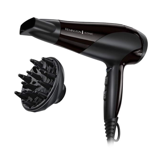 Фен для волосся Remington D3199 з іонізацією та керамічним покриттям, 2200 Вт, білий (дифузор та вузький сопло в комплекті)