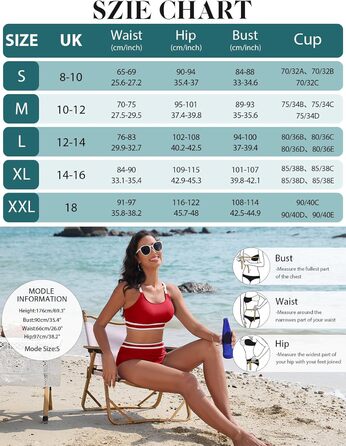 Бікіні Tuopuda для жінок: комплект з високою талією, шорти та топ з пуш-ап, спортивний двочастинний купальник, багряний колір, розмір M
